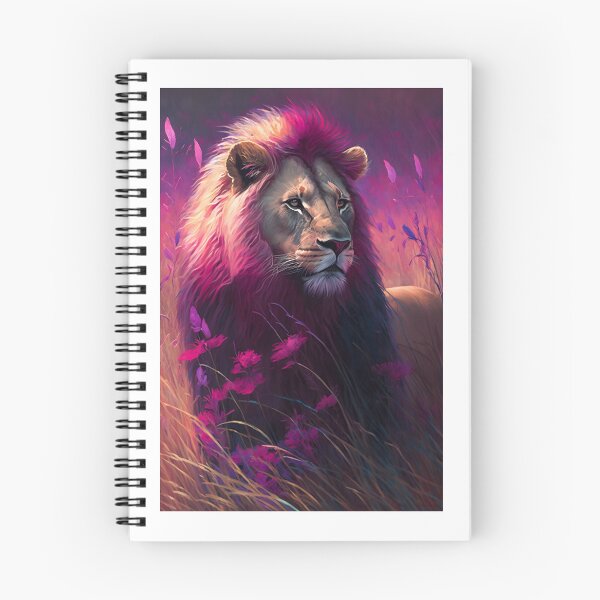 Item preview, Lion with Pink-Magenta Mane - Dreamy Meadow Artistic Design designed and sold by Hipatye26.