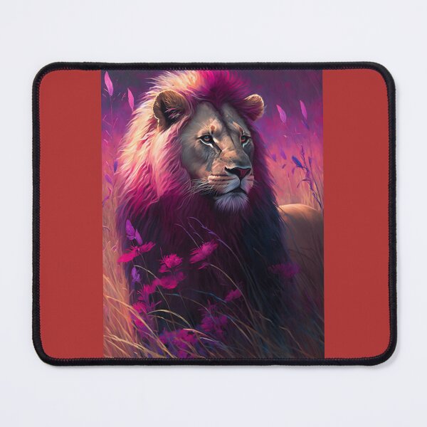 Item preview, Lion with Pink-Magenta Mane - Dreamy Meadow Artistic Design designed and sold by Hipatye26.