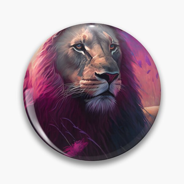 Item preview, Lion with Pink-Magenta Mane - Dreamy Meadow Artistic Design designed and sold by Hipatye26.