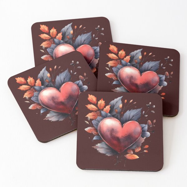 Item preview, Heart №38 Crimson Heart with Indigo and Amber Autumn Leaves designed and sold by SyberGen.