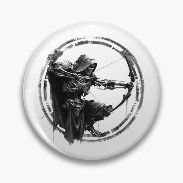 Item preview, Dark Assassin Archer Illustration – Futuristic Fantasy Warrior Tattoo Style Art designed and sold by inkoutninja.