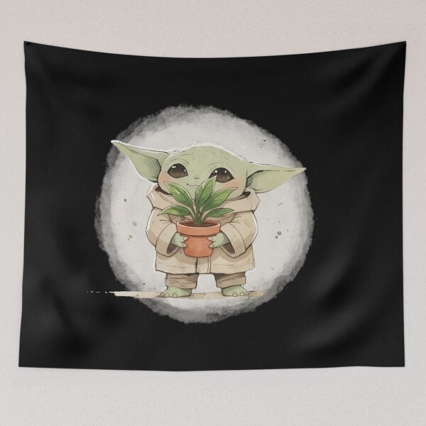 Item preview, BABY YODA WITH PLANTS designed and sold by LIS AND MELIVERSO.