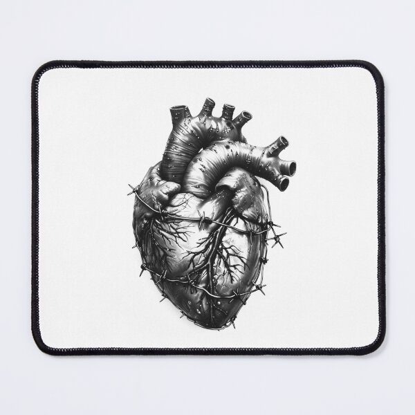 Item preview, Anatomical Heart with Barbed Wire – Dark Gothic Tattoo Style Illustration designed and sold by inkoutninja.