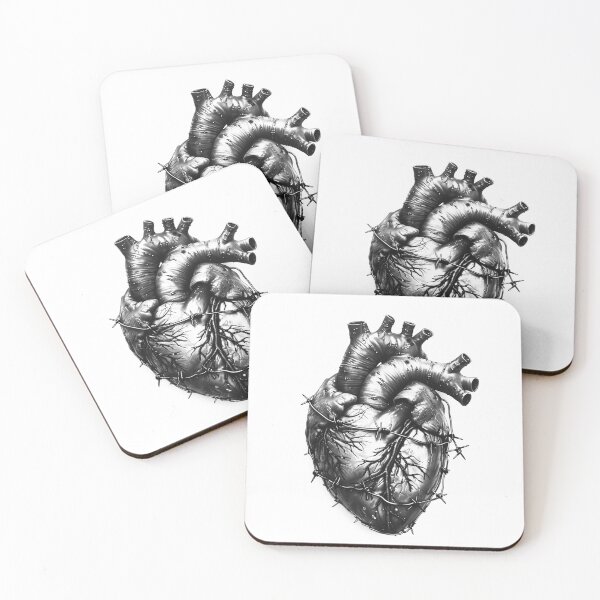 Item preview, Anatomical Heart with Barbed Wire – Dark Gothic Tattoo Style Illustration designed and sold by inkoutninja.