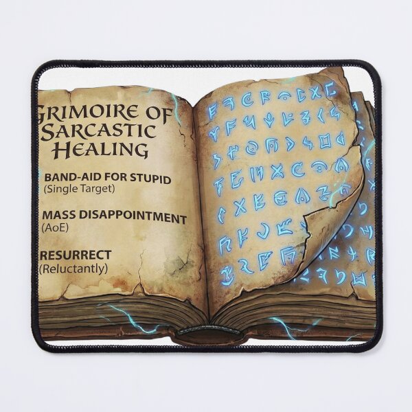 Item preview, Grimoire of Sarcastic Healing - Funny RPG Gamer Spellbook Shirt designed and sold by MaxsLootDrop.