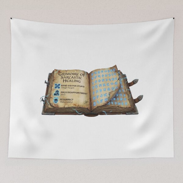 Item preview, Grimoire of Sarcastic Healing - Funny RPG Gamer Spellbook Shirt designed and sold by MaxsLootDrop.