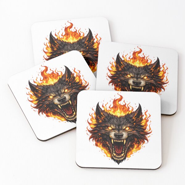 Item preview, Inferno Wolf Face T-Shirt – Flaming Alpha Wolf Dark Graphic Design designed and sold by VivaThread.