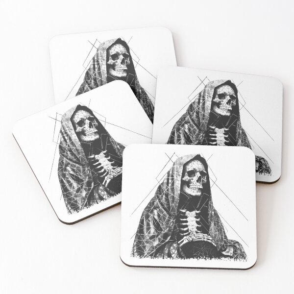 Item preview, Geometric Hooded Skull – Sacred Geometry Gothic Reaper Art designed and sold by inkoutninja.