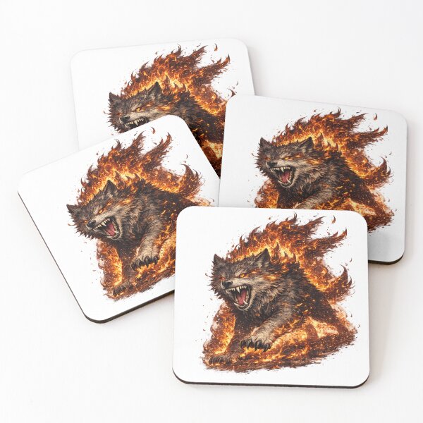 Item preview, Savage Fire Wolf T-Shirt – Alpha Predator Flaming Wolf Dark Fantasy Graphic Tee designed and sold by VivaThread.