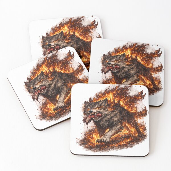 Item preview, Savage Fire Wolf T-Shirt – Alpha Predator Dark Fantasy Graphic Tee designed and sold by VivaThread.