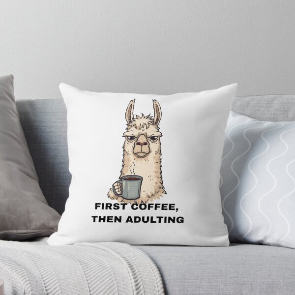 Item preview, First Coffee, Then Adulting – Cranky Llama Funny Coffee Lover T-Shirt & Gifts designed and sold by Kaylews_Designs.