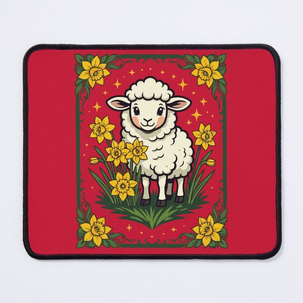 Item preview, Cute Baby Sheep Surrounded By Yellow Daffodils designed and sold by taiche.