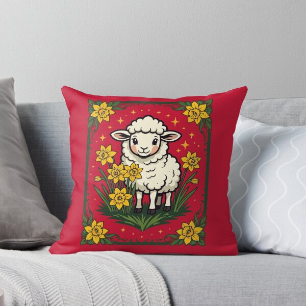 Item preview, Cute Baby Sheep Surrounded By Yellow Daffodils designed and sold by taiche.