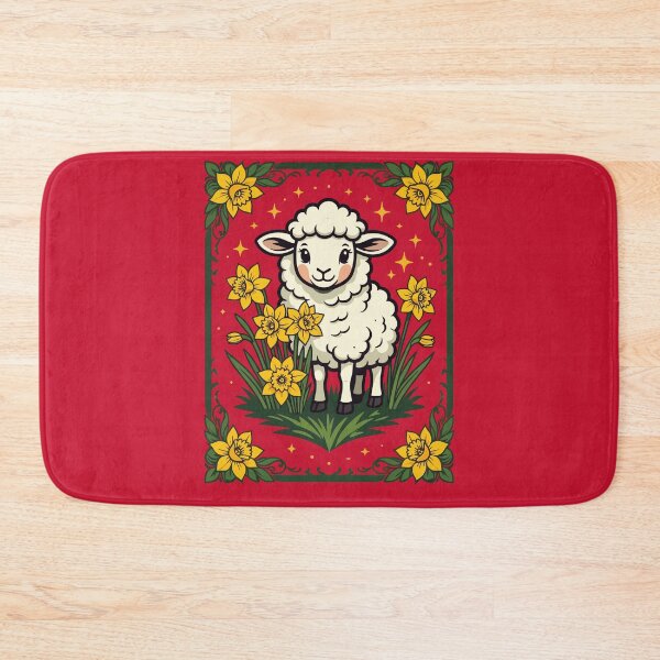 Item preview, Cute Baby Sheep Surrounded By Yellow Daffodils designed and sold by taiche.