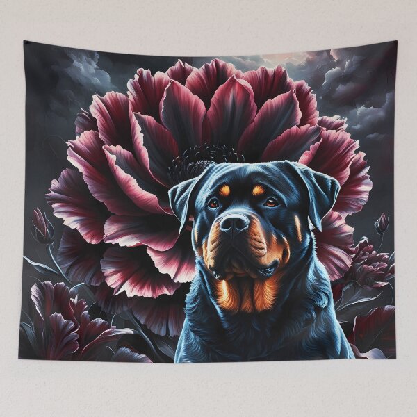 Item preview, Midnight Bloom Guardian – Eternal Bloom Companions | Rottweiler Gothic Floral Art designed and sold by meesub.