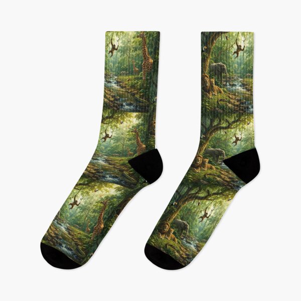 Item preview, Majestic Jungle Wildlife Scene | Digital Art Nature Illustration designed and sold by Snapystyle.
