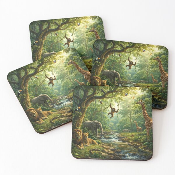 Item preview, Majestic Jungle Wildlife Scene | Digital Art Nature Illustration designed and sold by Snapystyle.