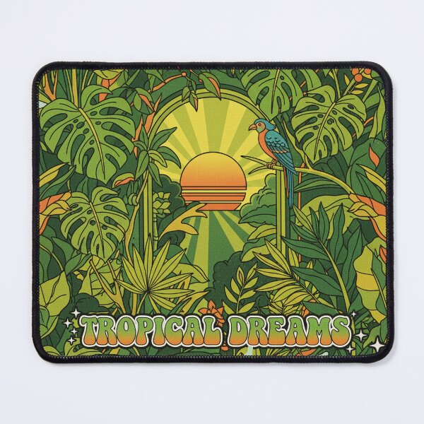 Item preview, Retro Tropical Dreams Jungle Sunset – Vintage Botanical Bird Art designed and sold by Dimu Co..