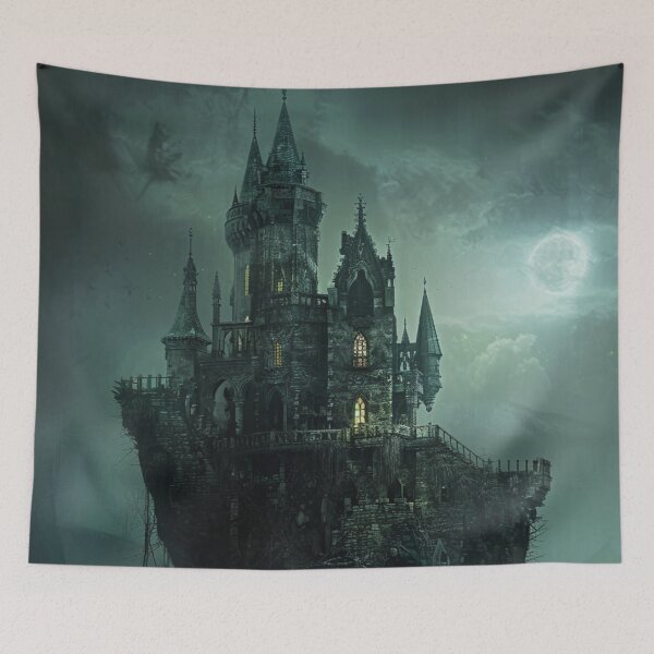 Item preview, Haunted Castle on the Mountain designed and sold by bubblyrainbow.