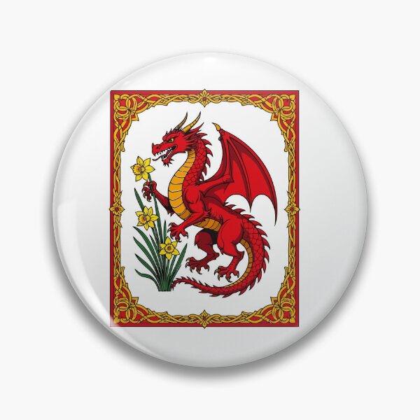 Item preview, Celtic Red Dragon Holding a Daffodil designed and sold by taiche.