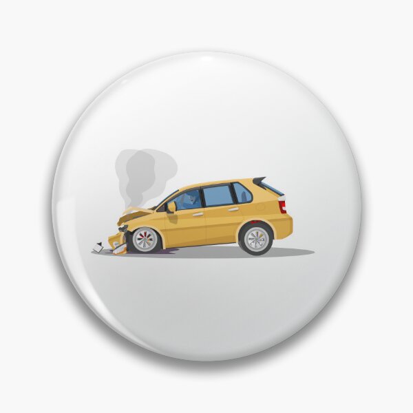 Item preview, ellow Compact SUV Car Crash Vector Illustration with Smoke and Damage designed and sold by Preat Landscape Vector.