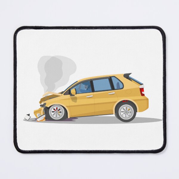 Item preview, ellow Compact SUV Car Crash Vector Illustration with Smoke and Damage designed and sold by Preat Landscape Vector.