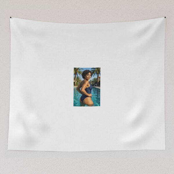 Item preview, Sarah with short curls in azure swimsuit pool designed and sold by CathryneDelamort.