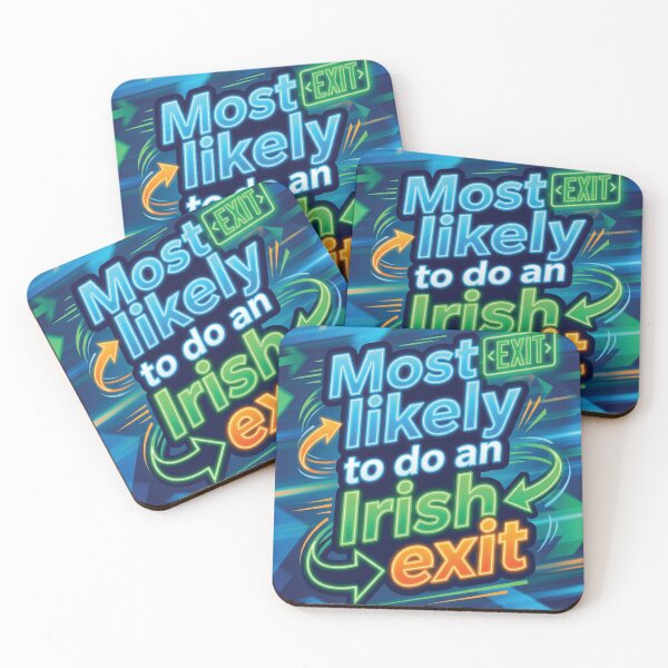 Item preview, Neon Irish Exit Funny Party Quote Poster designed and sold by DGtaLrtcom.