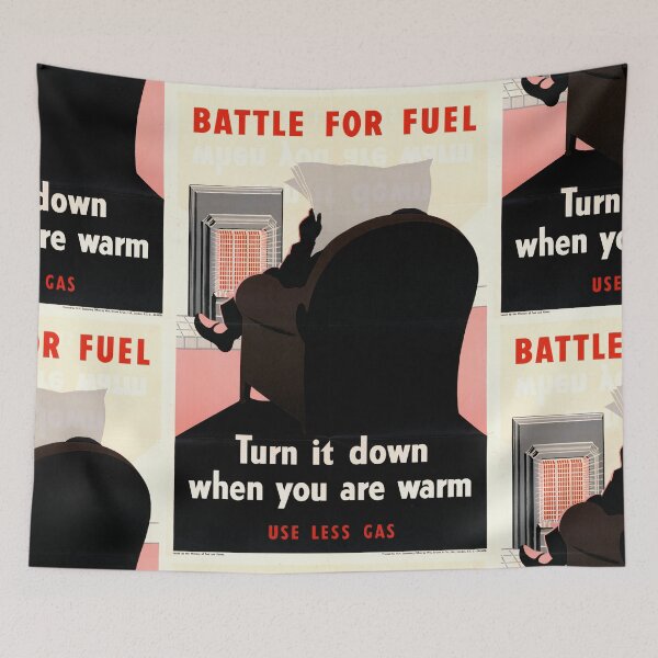 Item preview, Vintage WWII Propaganda Poster | Energy Conservation Art | Battle for Fuel | Mid-Century Modern Design & Home Decor designed and sold by artofuniverse.