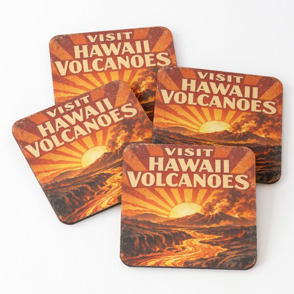 Item preview, Visit Hawaii Volcanoes Vintage Travel Poster – Retro Lava Landscape Tourism Art designed and sold by Globalcitytees.
