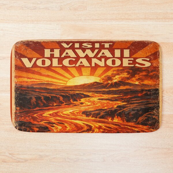 Item preview, Visit Hawaii Volcanoes Vintage Travel Poster – Retro Lava Landscape Tourism Art designed and sold by Globalcitytees.