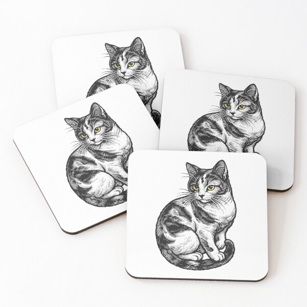 Item preview, Engraved Calico Cat Ink Drawing designed and sold by JaaGo PopLab.