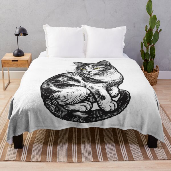 Item preview, Engraved Calico Cat Ink Drawing designed and sold by JaaGo PopLab.