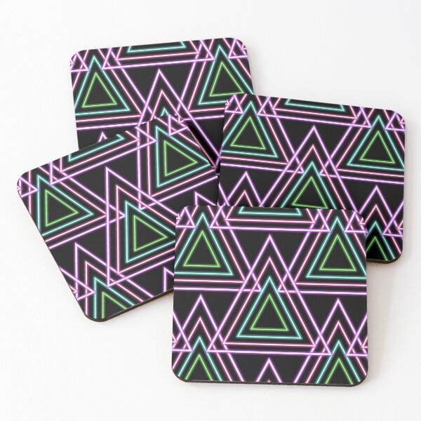 Item preview, Black Colorful Retro 80's Neon Geometric Trinagles designed and sold by idovedesign.