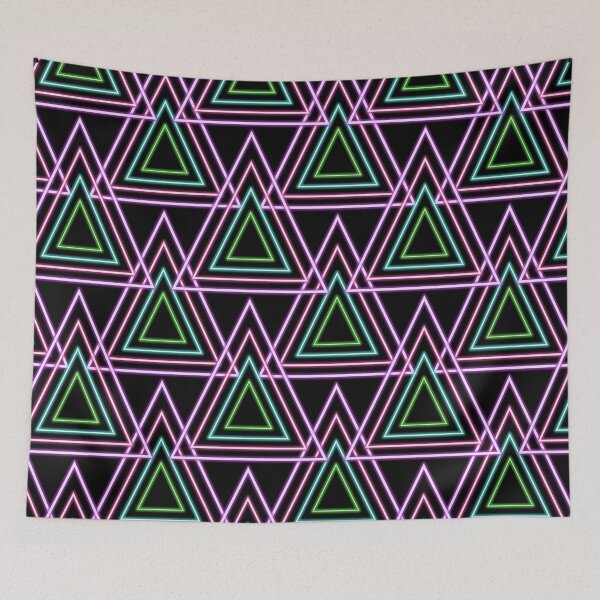 Item preview, Black Colorful Retro 80's Neon Geometric Trinagles designed and sold by idovedesign.