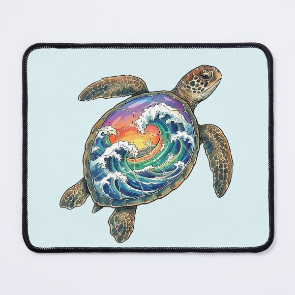 Item preview, Colorful Ocean Turtle with Waves | Vibrant Sea Life Art designed and sold by SunnyIris.