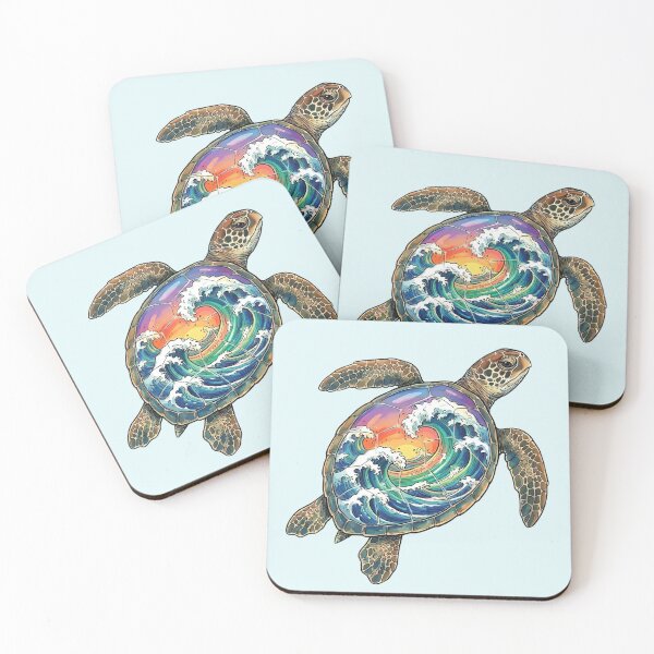 Item preview, Colorful Ocean Turtle with Waves | Vibrant Sea Life Art designed and sold by SunnyIris.