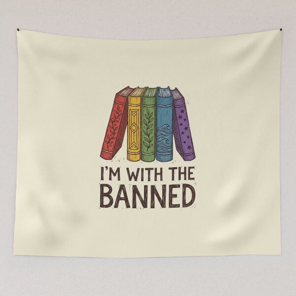 Item preview, Im With The Banned Funny Book Pun designed and sold by AdyKurniawan.