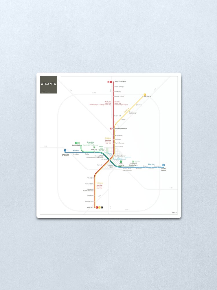 Alternate view of Atlanta Metro Map Metal Print