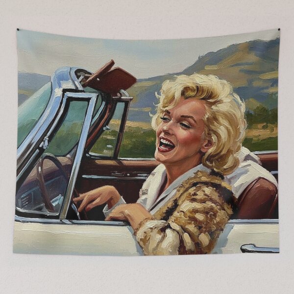 Item preview, Golden Girl Drive: Iconic Marilyn Monroe Convertible Art designed and sold by Art's Diner.