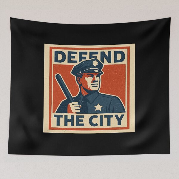 Item preview, Defend the City - Retro Police Propaganda Poster designed and sold by MKreative Studio.