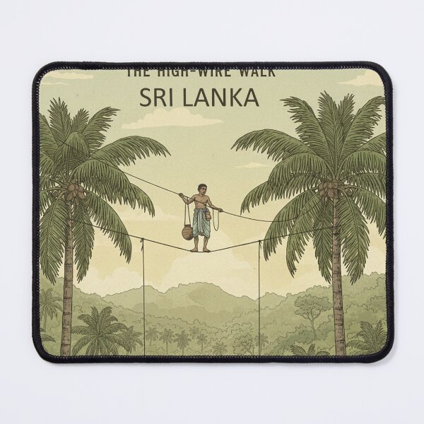 Item preview, Kithul Tapping High-Wire Walk – Vintage Sri Lankan Heritage Art designed and sold by Dimu Co..