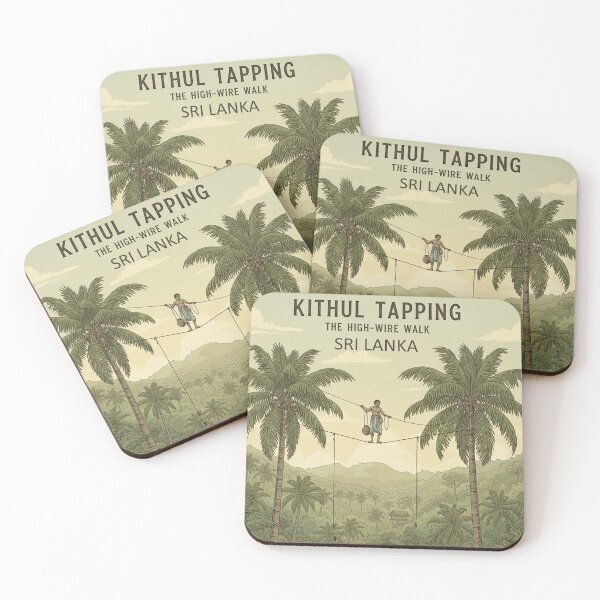 Item preview, Kithul Tapping High-Wire Walk – Vintage Sri Lankan Heritage Art designed and sold by Dimu Co..