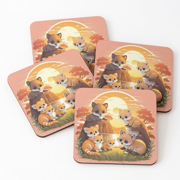 Item preview, Golden Sunset Fox Family Gathering designed and sold by CASASIS_MERCH.