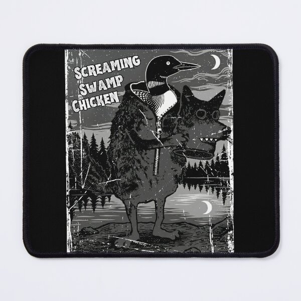Item preview, Screaming Swamp Chicken - Funny Loon in Wolf Costume Vintage Art designed and sold by MotivaChic.