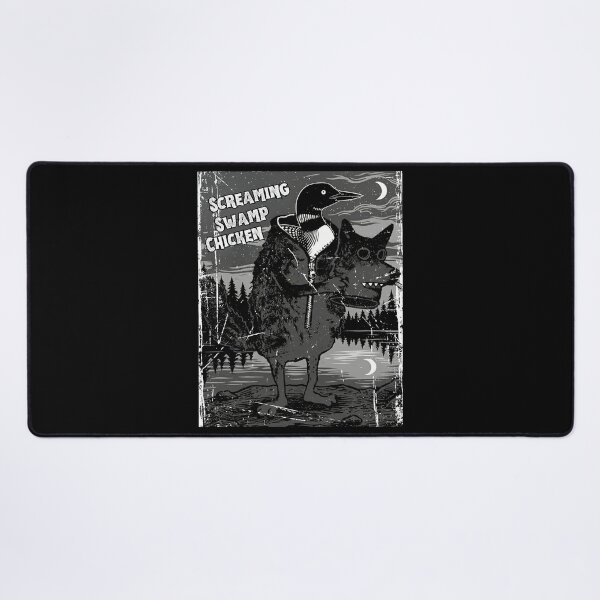 Item preview, Screaming Swamp Chicken - Funny Loon in Wolf Costume Vintage Art designed and sold by MotivaChic.