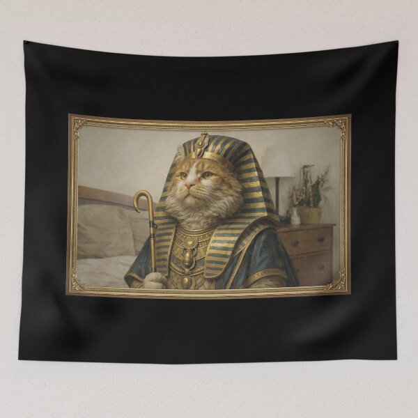 Item preview, Aesthetic Ancient Egypt Cat with Gold Jewelry & Hieroglyphs designed and sold by GulfSignature.