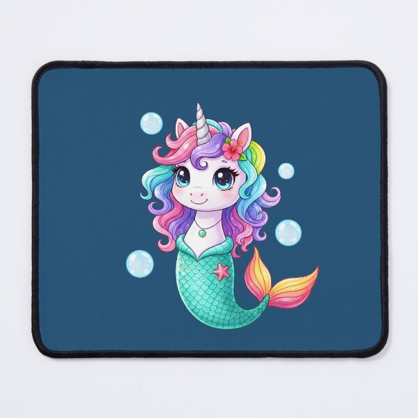 Item preview, Cute Magical Unicorn Mermaid With Rainbow Hair designed and sold by Dakson Design - Fantasy Art.