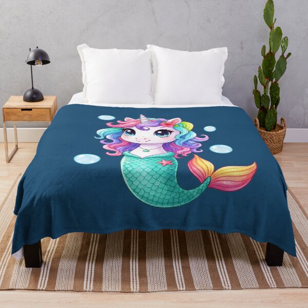 Item preview, Cute Magical Unicorn Mermaid With Rainbow Hair designed and sold by Dakson Design - Fantasy Art.