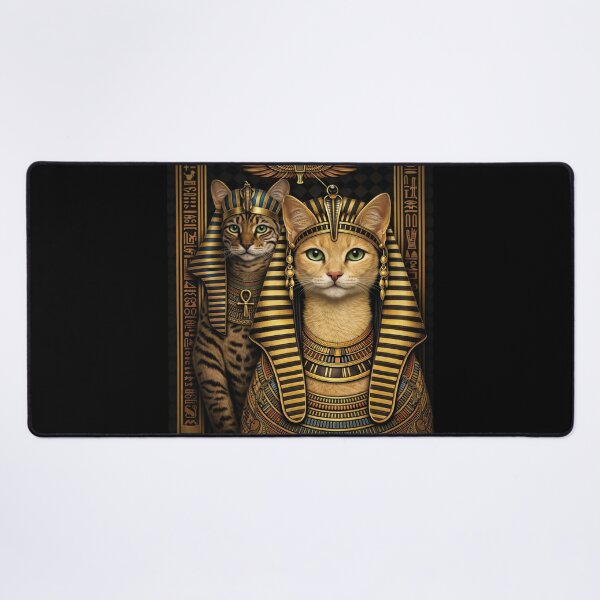 Item preview, The Golden Dynasty: Pharaoh Cat and His Queen | Ancient Egypt Art designed and sold by GulfSignature.